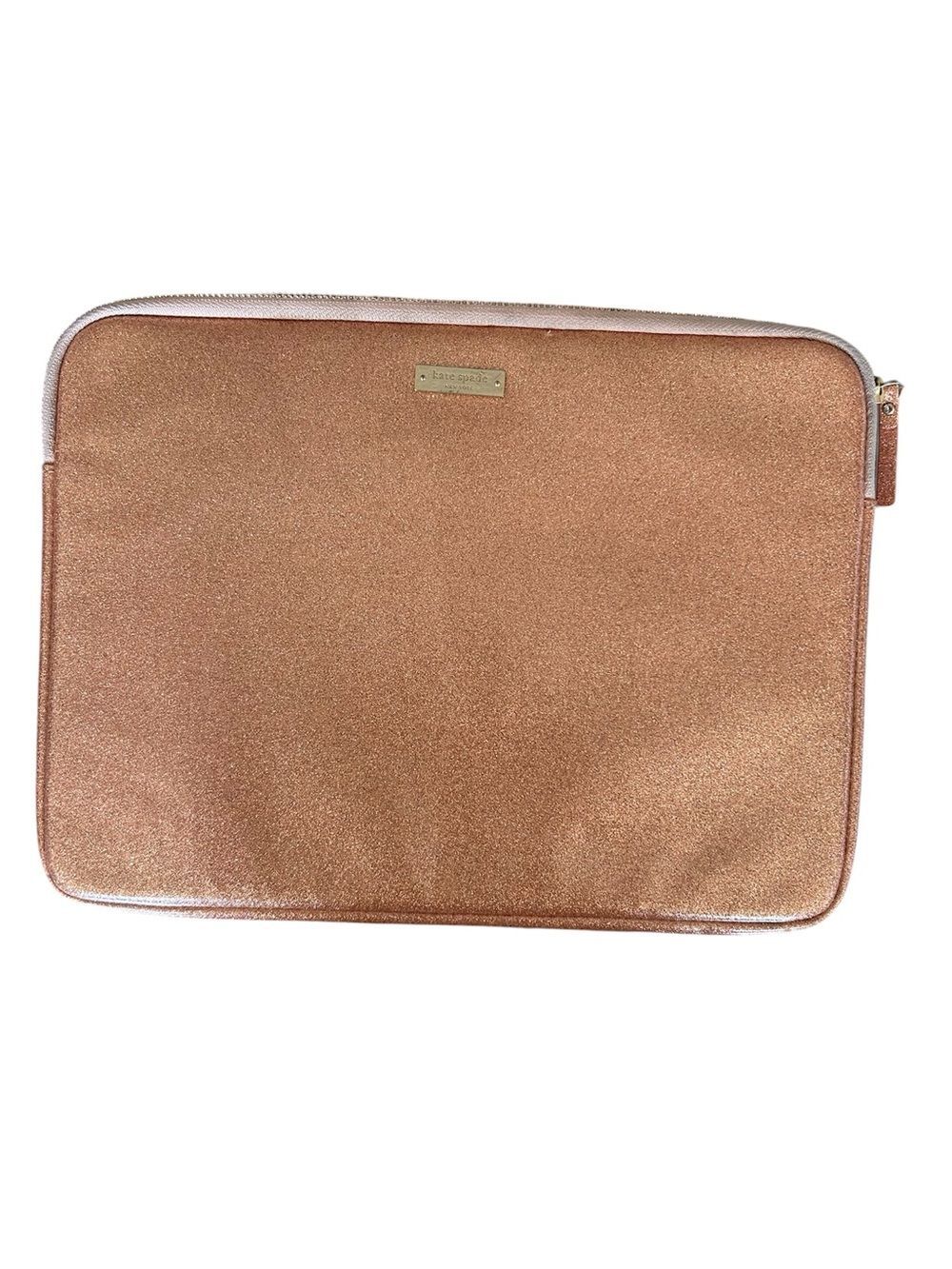 kate spade Rose Gold Glitter Laptop Sleeve with Gold Logo Plate. For 13" laptops